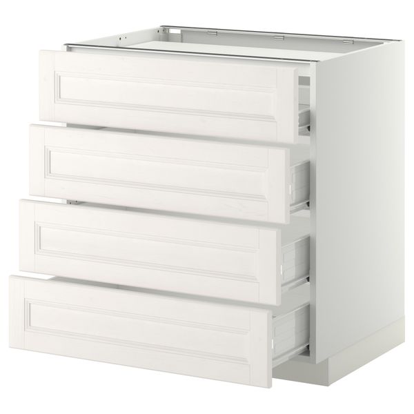 Напольный шкаф, 4 фронтальных панели, 4 ящика МЕТОД / ФОРВАРА, белый, Лаксарби белый - схема-чертеж с размерами