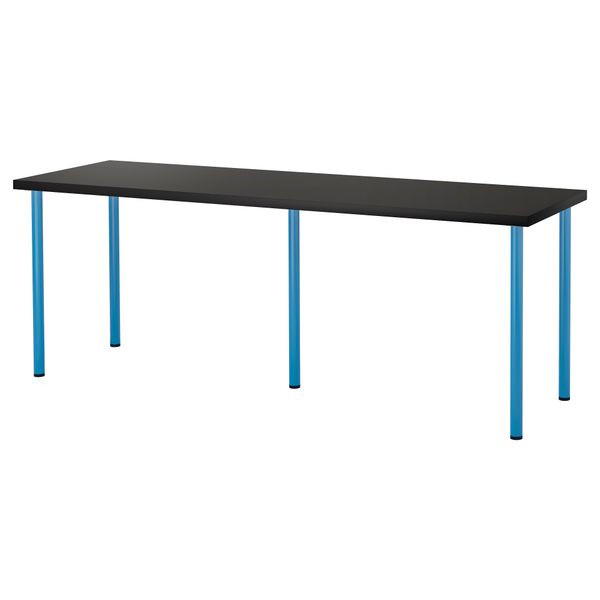 Стол ЛИННМОН / АДИЛЬС, черно-коричневый, синий (200x60 см) - фото 1