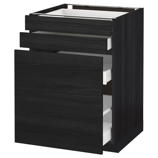 Напольный шкаф с выдвижными модулями, 2 фронтальные панели МЕТОД / МАКСИМЕРА, черный, Тингсрид черный - схема-чертеж с размерами