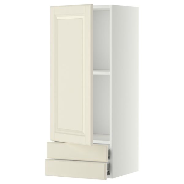 Навесной шкаф с дверцей, 2 ящика МЕТОД / ФОРВАРА, белый, Будбин белый с оттенком - фото 1