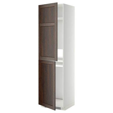 Высокий шкаф для холодильник/мороз, белый/Эдсерум коричневый 60x60x220 см IKEA METOD МЕТОД 192.268.48
