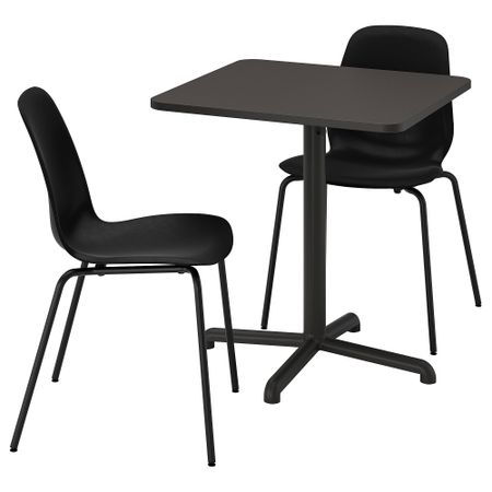 Стол и 2 стула, антрацит антрацит, черный, черный, 70x70 см IKEA STENSELE СТЕНСЕЛЕ, LIDÅS 495.090.49