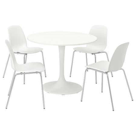 Стол и 4 стула, белый белый, белый хромированный, 103 см IKEA LIDÅS, DOCKSTA ДОКСТА 294.816.02