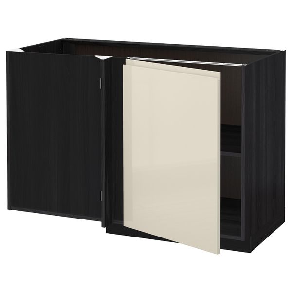 Угловой напольный шкаф с полкой, черный, Воксторп глянцевый светло-бежевый 128x68 см IKEA МЕТОД 892.245.77 - схема-чертеж с размерами