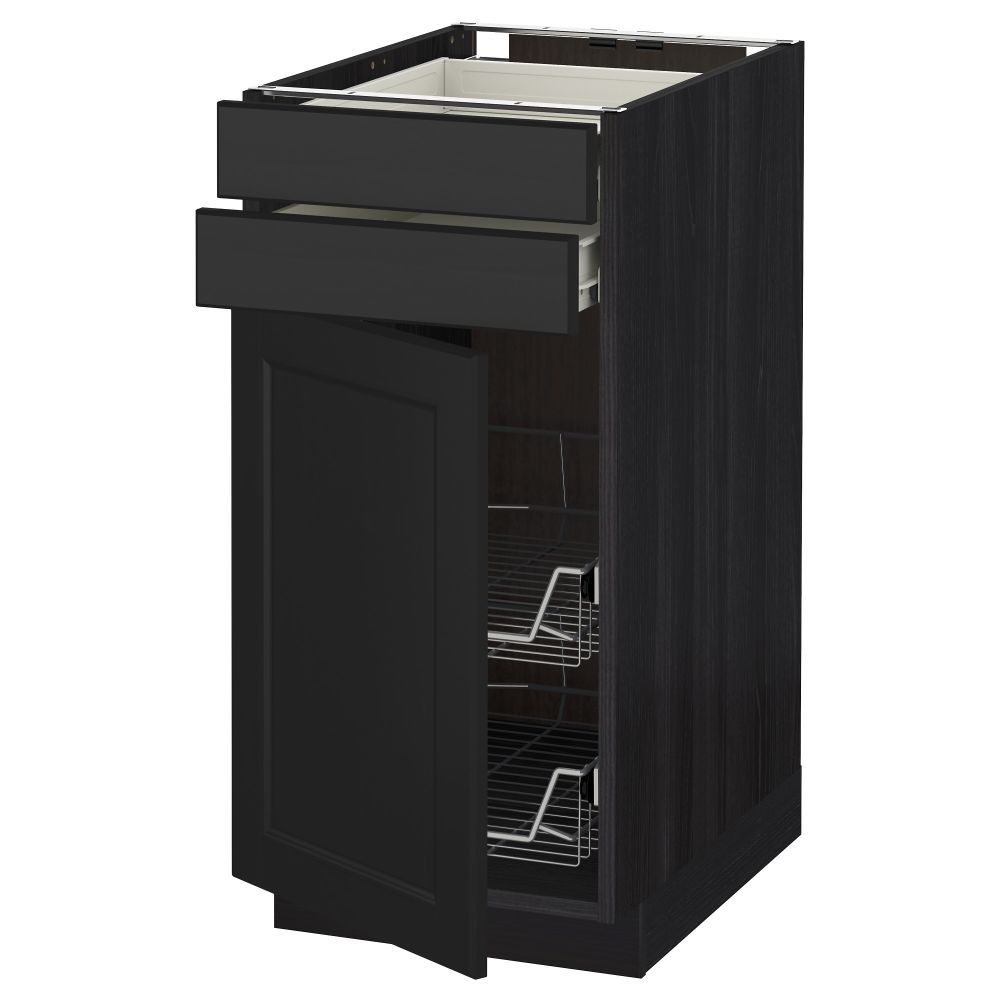 Напольный шкаф, дверца, 2 ящика, проволочных корзин МЕТОД / ФОРВАРА, черный, Лаксарби черно-коричневый - схема-чертеж с размерами
