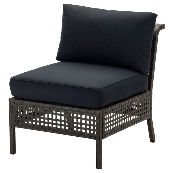 Садовое легкое кресло КУНГСХОЛЬМЕН / КУНГСЭ, черно-коричневый, черный (62x80x73 см) - схема-чертеж с размерами