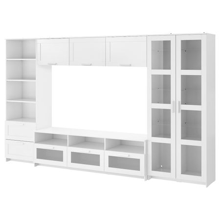 Шкаф для ТВ, комбинация, белый 320x41x190 см IKEA BRIMNES БРИМНЭС 693.967.15