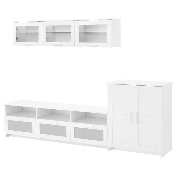 Шкаф для ТВ, комбинация, белый 258x41x190 см IKEA BRIMNES БРИМНЭС 493.967.40 - фото 1