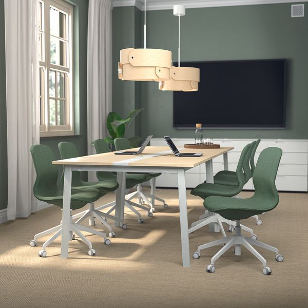 MITTZON Конференц-стол - березовый шпон/белый 140x108x75 см - фото 3
