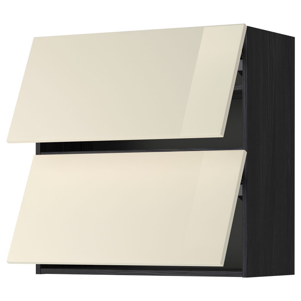 Навесной шкаф, 2 дверцы, горизонтальный МЕТОД, черный, Рингульт кремовый - схема-чертеж с размерами