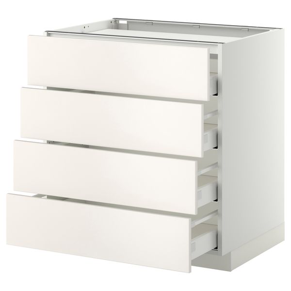 Напольный шкаф, 4 фронтальных панели, 4 ящика МЕТОД / МАКСИМЕРА, белый, Веддинге белый - фото 1