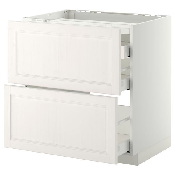 Напольный шкаф, 2 фронтальных панели, 3 ящика МЕТОД / МАКСИМЕРА, белый, Лаксарби белый - схема-чертеж с размерами
