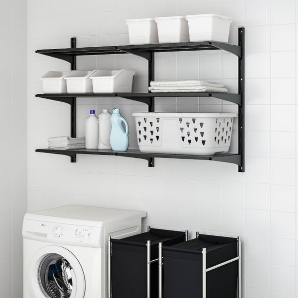 Полка, металлический черный 60x38 см IKEA АЛЬГОТ 004.342.15 - фото 3