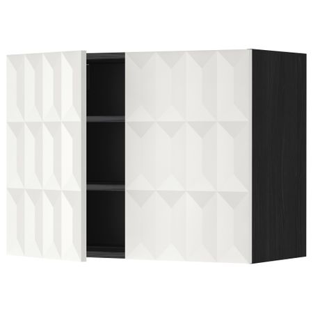 Навесной шкаф с полками, 2 дверцы МЕТОД, черный, Гэррестад белый
