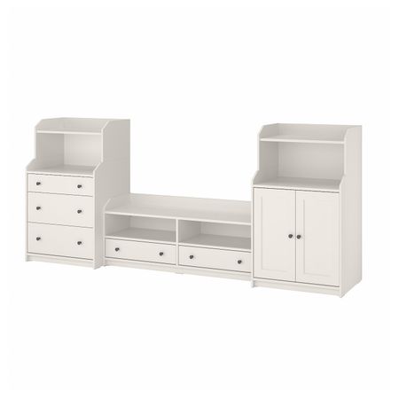 Комбинация для хранения/под ТВ, белый 277x46x116 см IKEA HAUGA ХАУГА 293.887.17