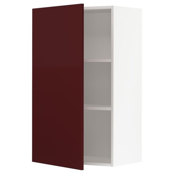 Навесной шкаф с полками, белый Калларп/глянцевый темный красно-коричневый 60x100 см IKEA METOD МЕТОД 494.465.18 - фото 1