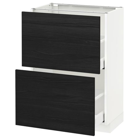 Напольный шкаф с 2 ящиками, белый, Тингсрид черный 60x37 см IKEA МЕТОД / МАКСИМЕРА 592.359.64