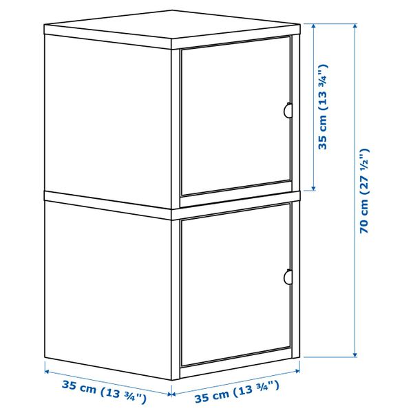 Комбинация для хранения, темно-зеленый/оранжевый 35x70 см IKEA ЛИКСГУЛЬТ 892.486.58 - схема-чертеж с размерами
