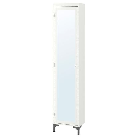 Высокий шкаф с зеркальной дверцей, белый 40x25x184 см IKEA SILVERÅN СИЛВЕРОН 292.273.24