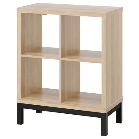 KALLAX Стеллаж с основанием - под беленый дуб/чёрный 77x94 см