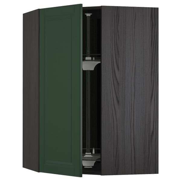 Угловой навесного шкаф с вращающейся секц, черный/Будбин темно-зеленый 68x100 см IKEA МЕТОД 393.134.01 - схема-чертеж с размерами