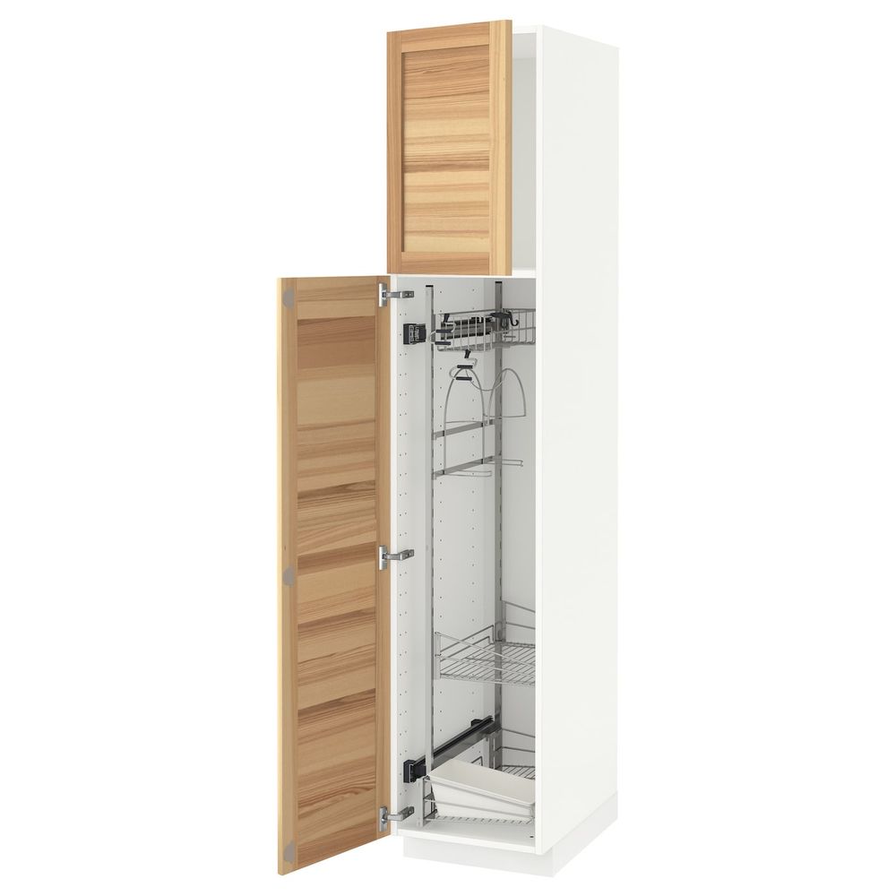 Высокий шкаф с отделением для аксессуаров для/уборки, белый/Торхэмн ясень 40x60x200 см IKEA METOD МЕТОД 094.453.80 - фото 1