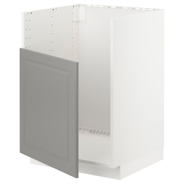 Шкаф под мойку БРЕДШЁН, белый/Будбин серый 60x60 см IKEA METOD МЕТОД 994.461.82 - фото 1