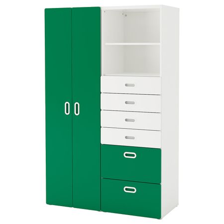 Шкаф платяной, белый/зеленый 120x50x192 см IKEA STUVA СТУВА / FRITIDS ФРИТИДС 892.765.28