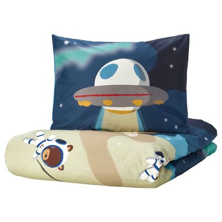 AFTONSPARV Пододеяльник и наволочка - космос/синий 150x200/50x60 см