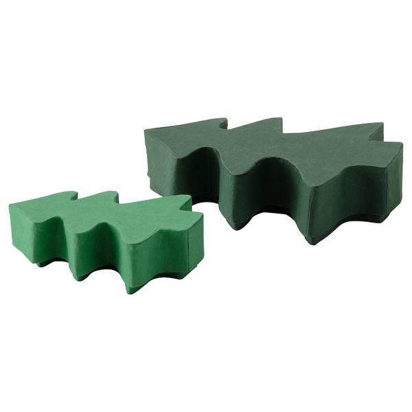 Коробка подарочная, 2 штуки, ручная работа в форме рождественской елки/зеленый IKEA VINTER 2021 ВИНТЕР 2021 705.040.83 - фото 1