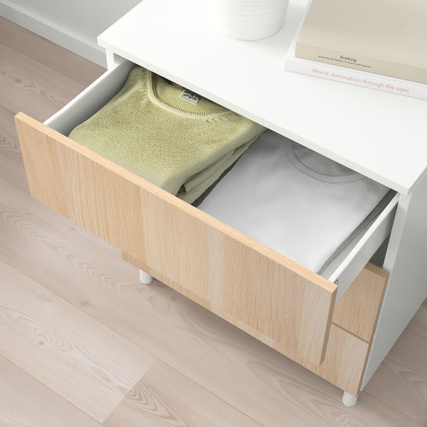 Комод с 3 ящиками, белый/Скрова беленый дуб IKEA OPPHUS ОПХУС 194.879.30 - схема-чертеж с размерами
