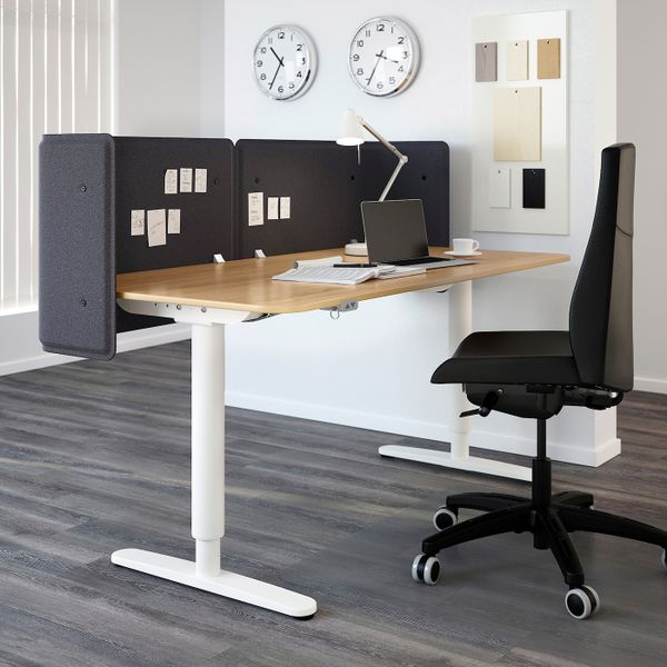 Экран для письменного стола, серый 55 см IKEA БЕКАНТ 703.919.53 - схема-чертеж с размерами