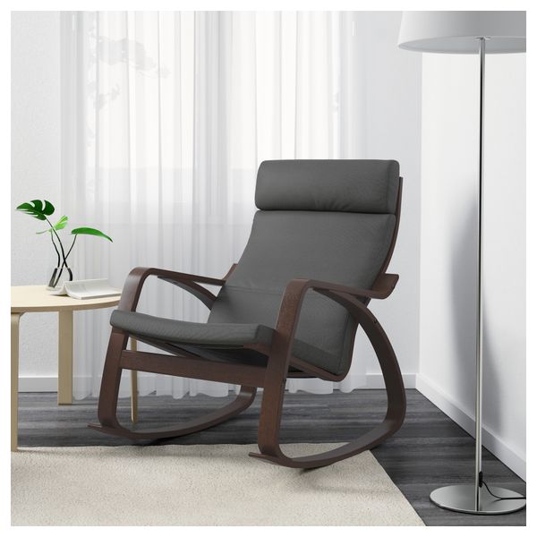 Кресло-качалка ПОЭНГ, коричневый, Финнста серый - фото 2