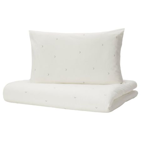 Пододеяльник и наволочка для/кроватки, белый 110x125/35x55 см IKEA LENAST ЛЕНАСТ 504.923.02