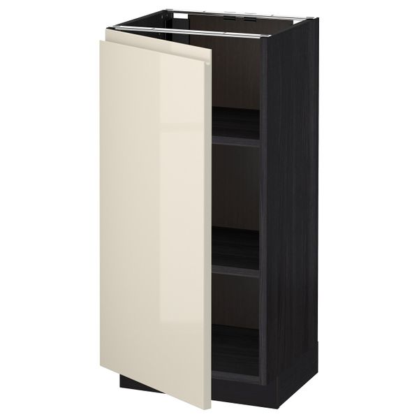 Напольный шкаф с полками, черный, Воксторп глянцевый светло-бежевый 40x37 см IKEA МЕТОД 992.245.67 - схема-чертеж с размерами