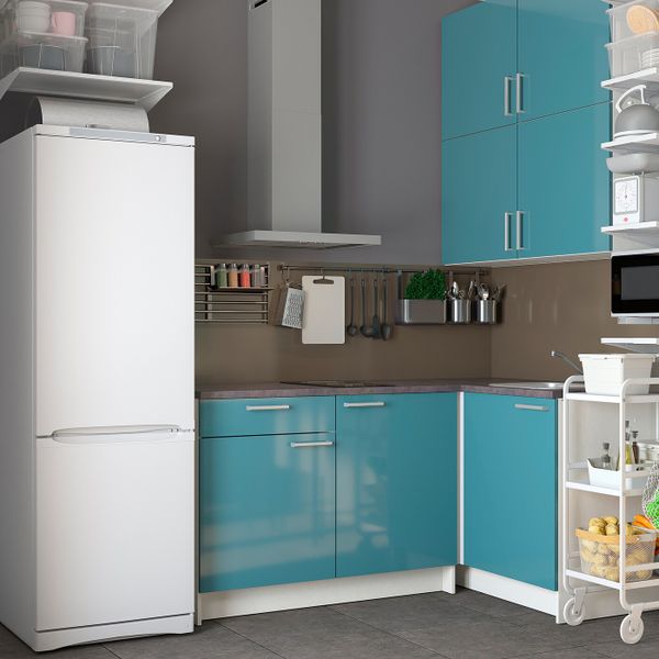 Кухня, глянцевый/синяя бирюза 120x180x265 см IKEA KNOXHULT КНОКСХУЛЬТ 194.243.82 - фото 2