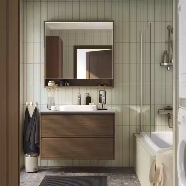 ÄNGSJÖN ЭНГШЁН / BACKSJÖN БАККШЁН Шкаф с ящиками/раковина/смеситель - фото 2