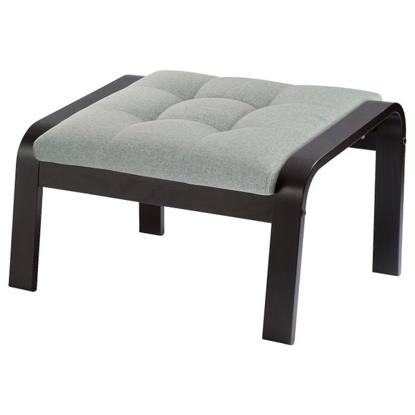 Табурет для ног, черно-коричневый/Гуннаред светло-зеленый IKEA POÄNG ПОЭНГ 194.372.28 - фото 1