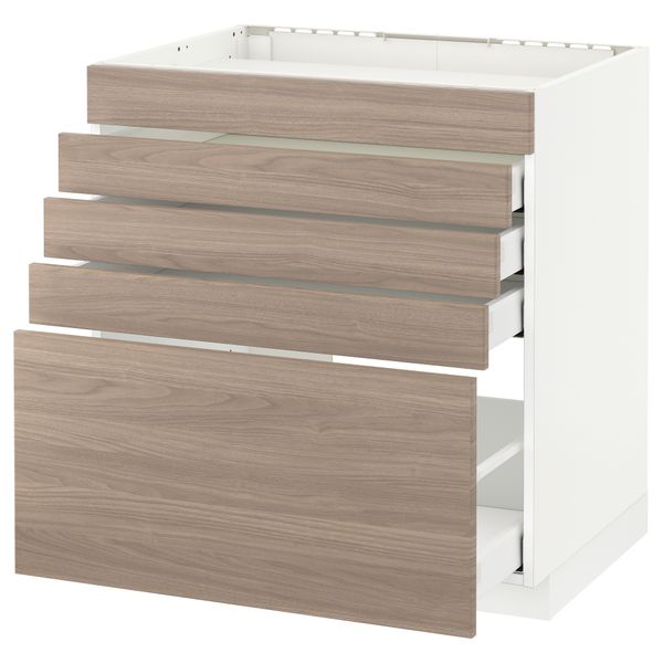 Напольный шкаф для варочной панели, 5 фасадов, 4 ящиков МЕТОД / МАКСИМЕРА, белый, Брокхульт светло-серый - схема-чертеж с размерами