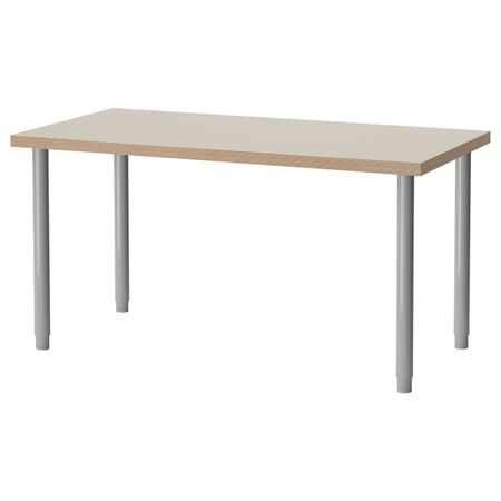 Стол, бежевый, серебристый, 120x60 см IKEA ЛИННМОН / ОЛОВ 493.047.07