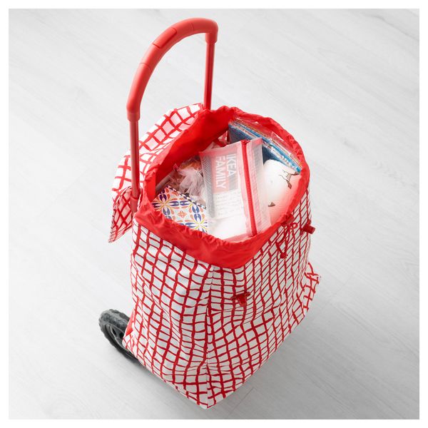 Сумка хозяйственная на колесиках КНЭЛЛА, красный/белый - схема-чертеж с размерами
