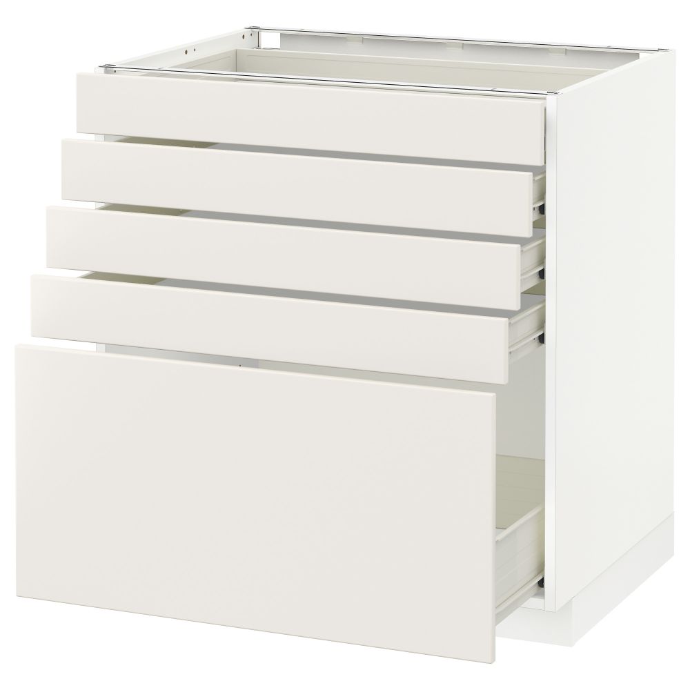 Напольный шкаф с 5 ящиками МЕТОД / ФОРВАРА, белый, Веддинге белый - схема-чертеж с размерами