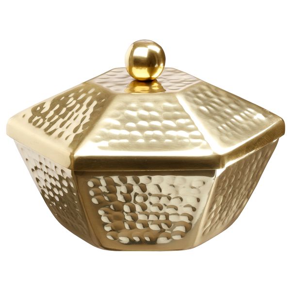 Сервировочная миска с крышкой, золотой 16 см IKEA LJUVARE ЛЬЮВАРЕ 904.921.21 - фото 1