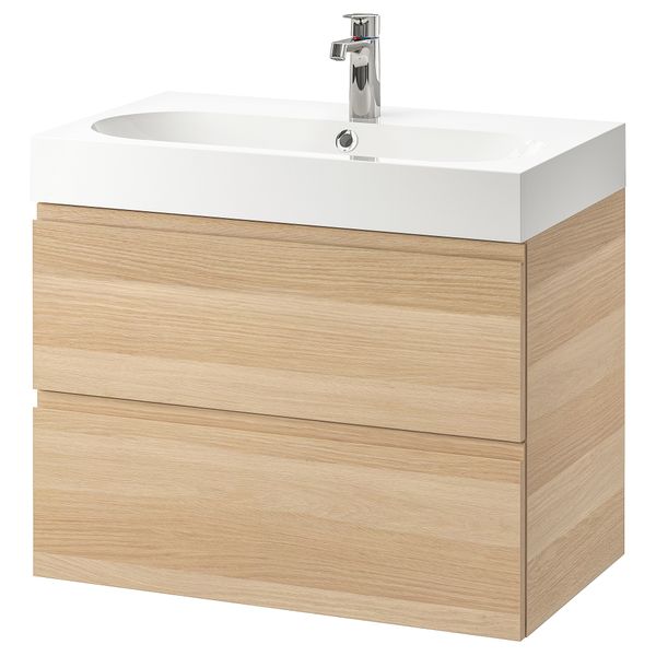 Шкаф для раковины с 2 ящиками, 80x48x68 cm IKEA BRÅVIKEN БРОВИКЕН, GODMORGON ГОДМОРГОН 892.924.01 - фото 1
