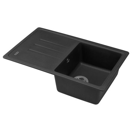 Одинарная врезная мойка с крылом, темно-серый/кварцевый композит 78x50 см IKEA ESKELEN ЭСКЕЛЕН 292.857.57