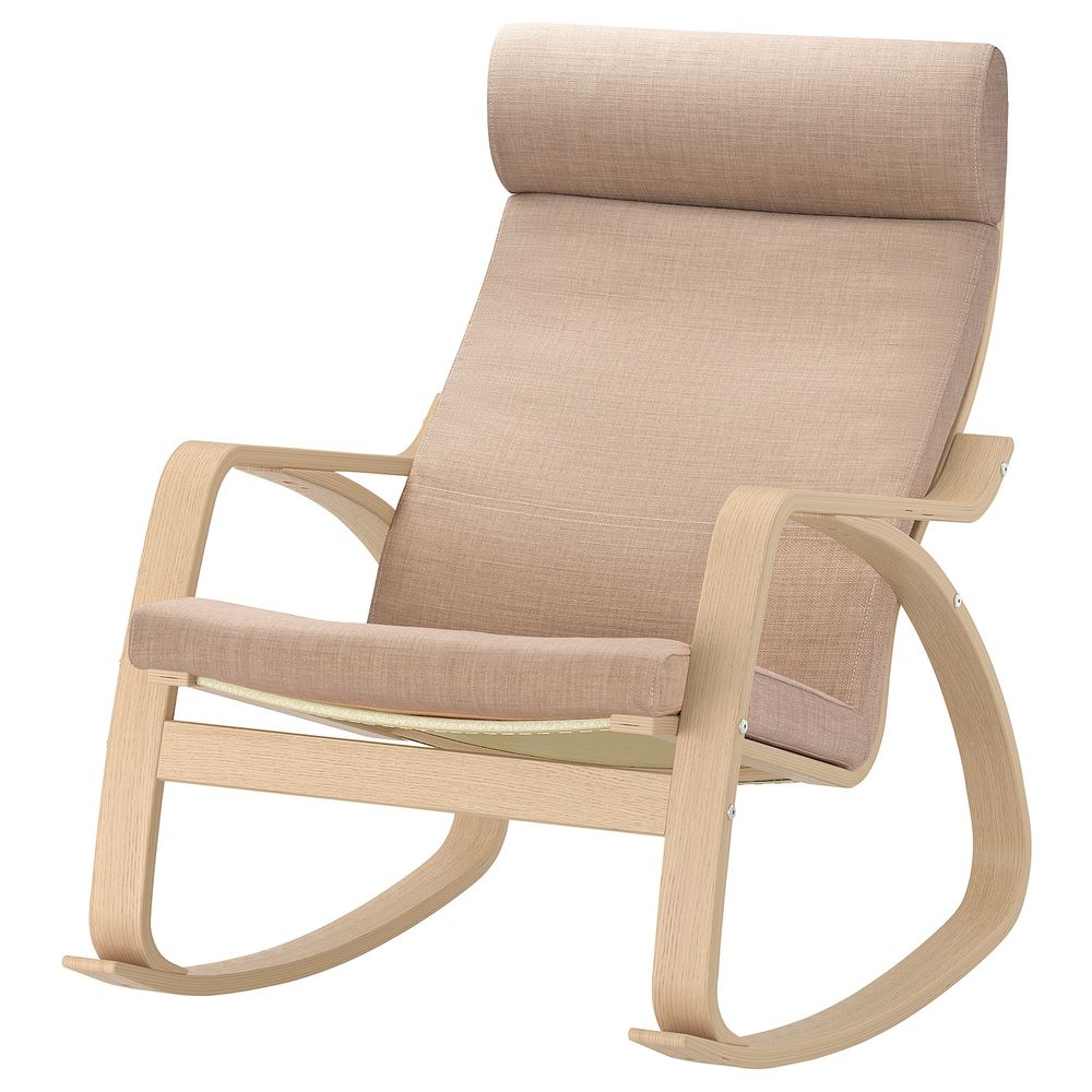 Кресло-качалка, дубовый шпон, беленый/Шифтебу бежевый IKEA POÄNG ПОЭНГ 593.987.72 - фото 1