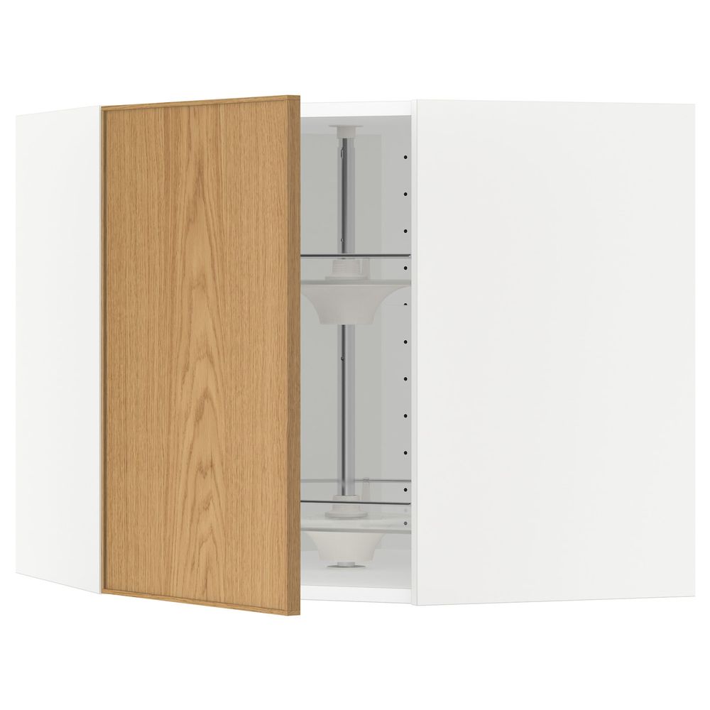 Угловой навесного шкаф с вращающейся секц, белый/Экестад дуб 68x60 см IKEA METOD МЕТОД 392.258.43 - схема-чертеж с размерами