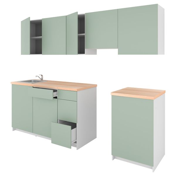 Кухня, серо-зеленый 280x61x220 см IKEA KNOXHULT КНОКСХУЛЬТ 594.091.91 - фото 1