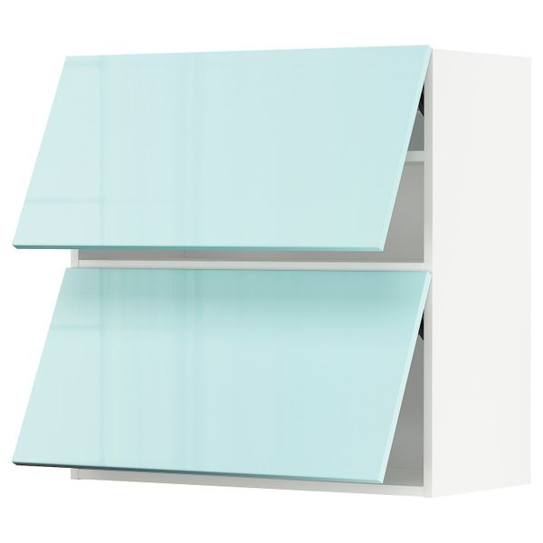 Навесной горизонтальный шкаф/2двери, белый Ерста/глянцевый светлая бирюза 80x80 см IKEA METOD МЕТОД 394.145.27 - схема-чертеж с размерами
