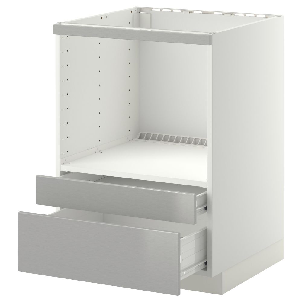 Напольный шкаф для комбинирования СВЧ, ящики МЕТОД / ФОРВАРА, белый, Гревста нержавеющ сталь (60x60 см) - схема-чертеж с размерами